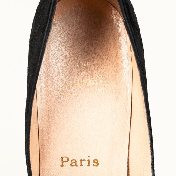 Christian Louboutin Very Prive 110 Black Veau Velours Peep-Toe Pumps - Picture 9 of 9